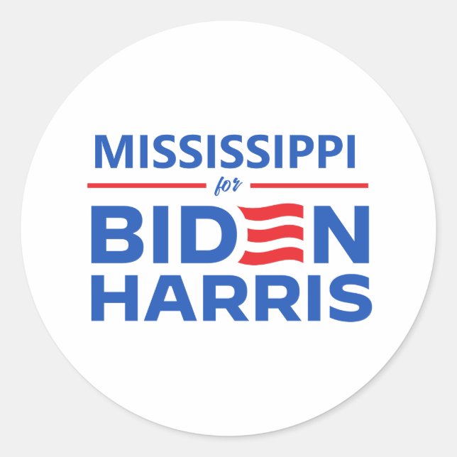 Mississippi for Biden Harris Classic Round Sticker (Front)
