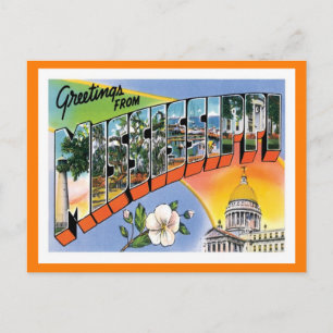 Mississippi Greetings Vintage Travel Postcard