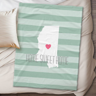 Mississippi Home State Love with Custom Heart Fleece Blanket