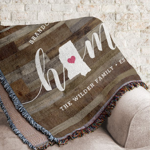 Mississippi Home State Personalised Wood Look Throw Blanket