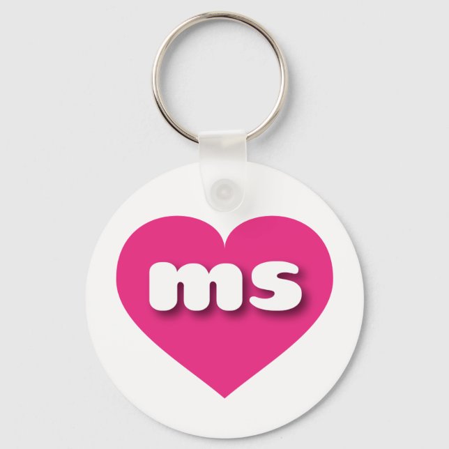 Mississippi hot pink heart - I love ms Key Ring (Front)