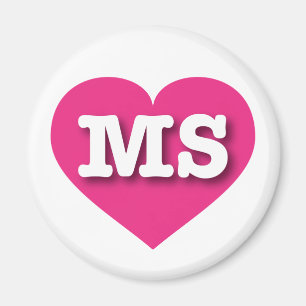 Mississippi Hot Pink Heart - I love MS Magnet