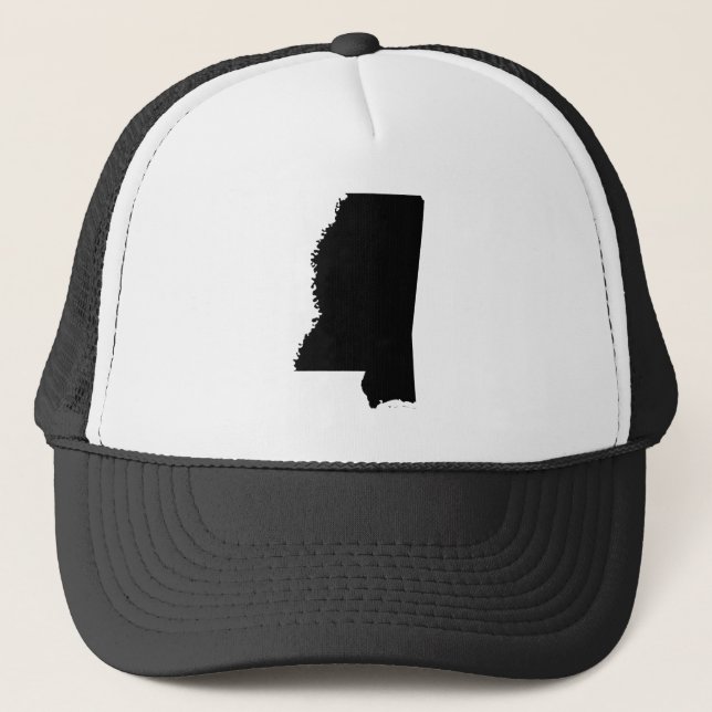 Mississippi in Black and White Trucker Hat (Front)