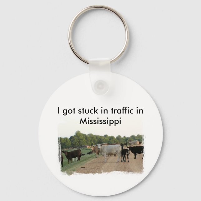 Mississippi Levee Cows Key Ring (Front)