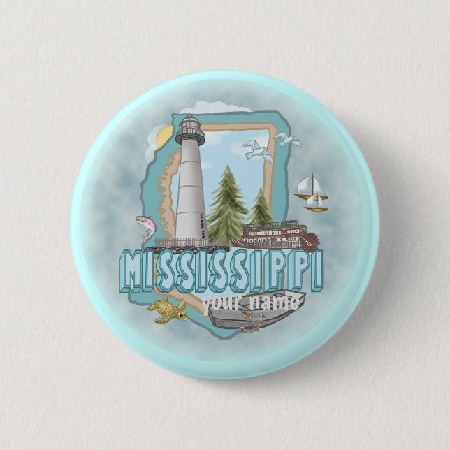 Mississippi Lighthouse   pin button (Front)
