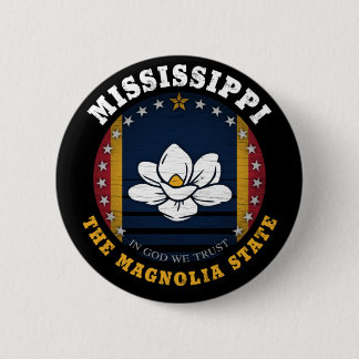 MISSISSIPPI MAGNOLIA STATE FLAG 6 CM ROUND BADGE