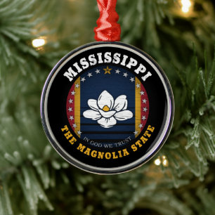 MISSISSIPPI MAGNOLIA STATE FLAG METAL TREE DECORATION