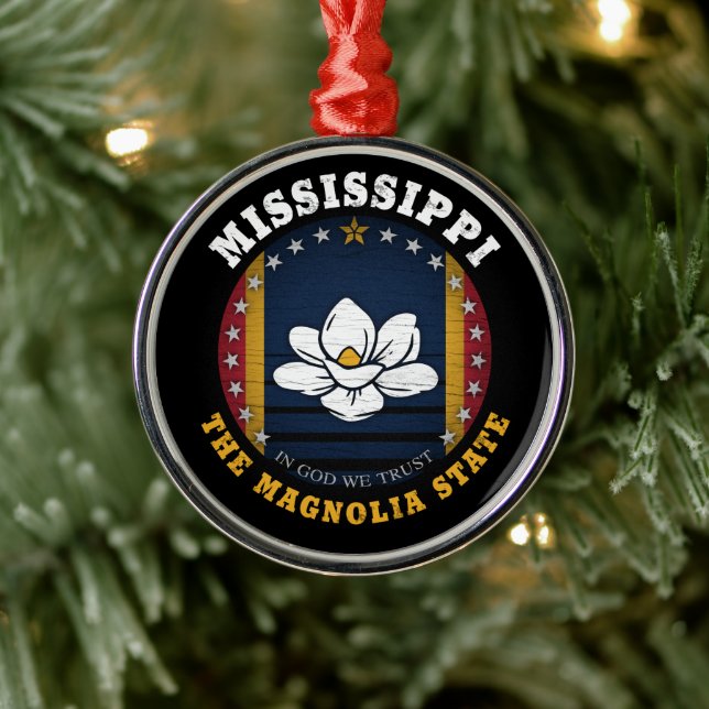 MISSISSIPPI MAGNOLIA STATE FLAG METAL TREE DECORATION (Tree)