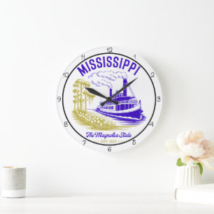 Mississippi Magnolia State Riverboat Large Clock