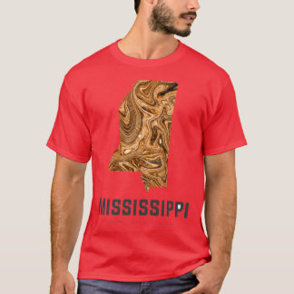 Mississippi Map Art Abstract in Brown T-Shirt