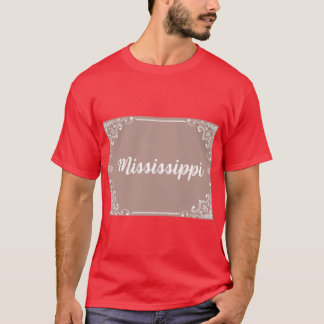 Mississippi Monogram Boho Style Pastel Pink T-Shirt