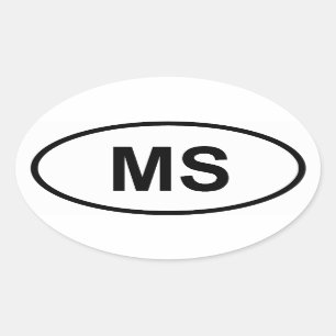 Mississippi "MS" Oval Sticker