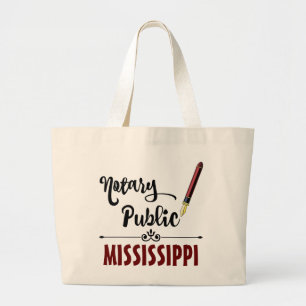 Mississippi Notary Public Ink Pen Large Tote Bag