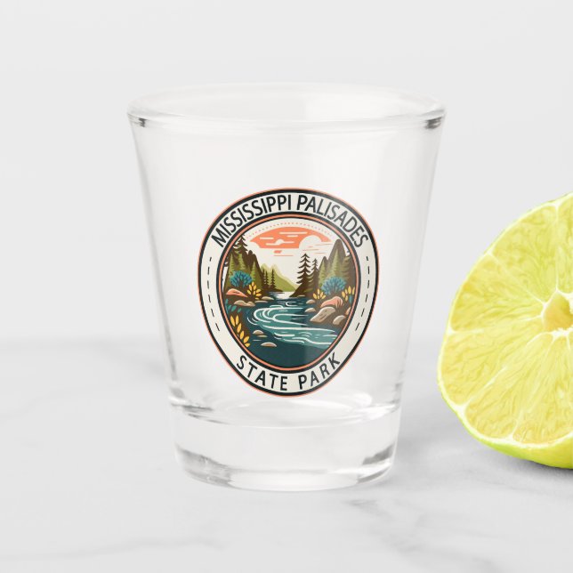 Mississippi Palisades State Park Illinois Badge Shot Glass (Front)