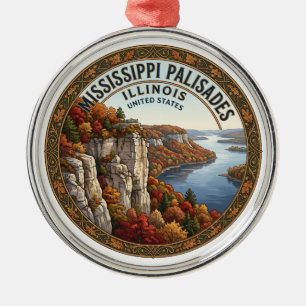 Mississippi Palisades State Park Savanna Illinois Metal Tree Decoration