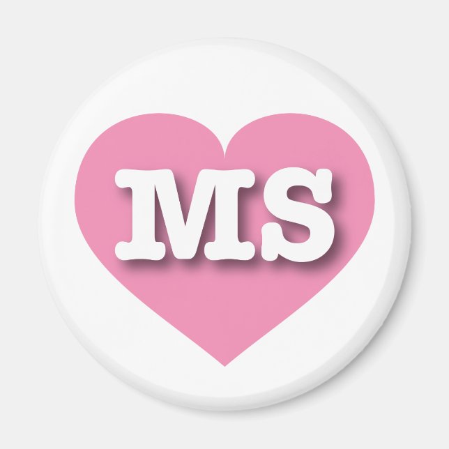 Mississippi Pink Heart - I love MS Magnet (Front)