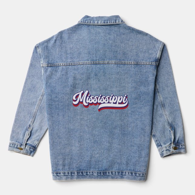 Mississippi Red White and Blue Vintage Denim Jacket (Back)