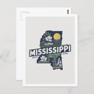 Mississippi Retro Travel Design Iconic US States Postcard