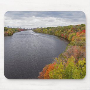 mississippi river and wooded banks in minneapolis mouse mat
