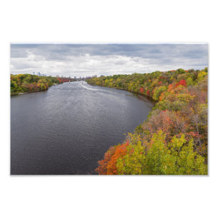 mississippi river and wooded banks in minneapolis photo print