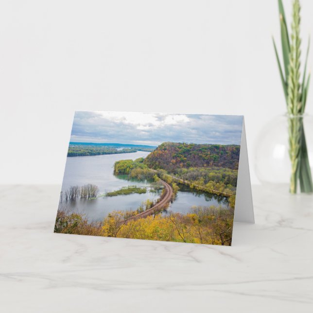 Mississippi River and Wooded Bluffs at Iowa Border Card (Front)