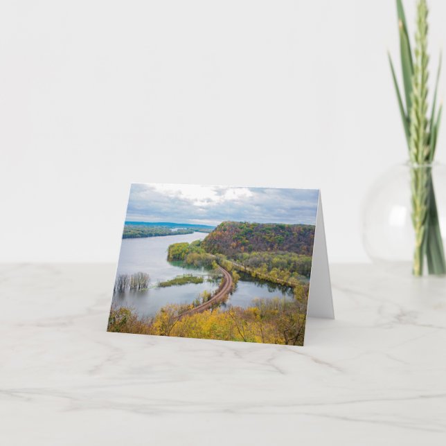 Mississippi River and Wooded Bluffs Note Card (Front)