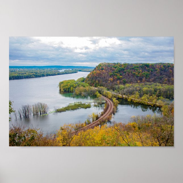 Mississippi River and Wooded Bluffs Poster (Front)