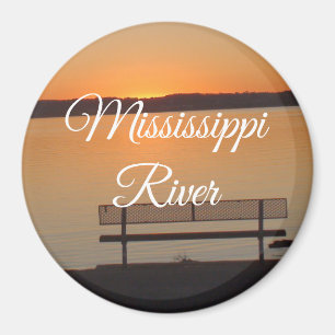 Mississippi River Bench  Peaceful Sunset Magnet