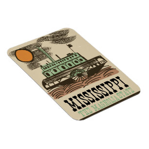 Mississippi river boat vintage travel poster magnet