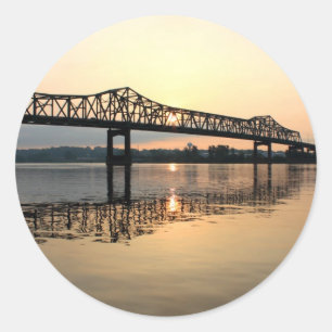 Mississippi River Bridge Classic Round Sticker