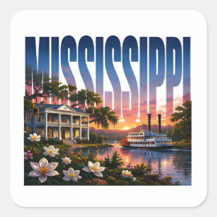 Mississippi River Heritage Southern Charm Square Sticker
