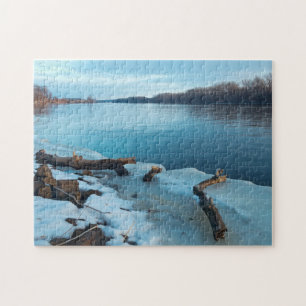 Mississippi River Icy Banks at Daybreak Jigsaw Puzzle