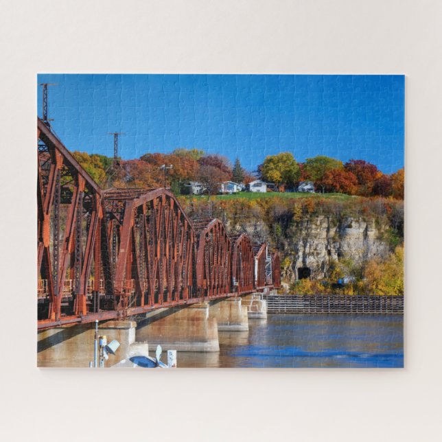 Mississippi River Train Bridge Jigsaw Puzzle (Horizontal)
