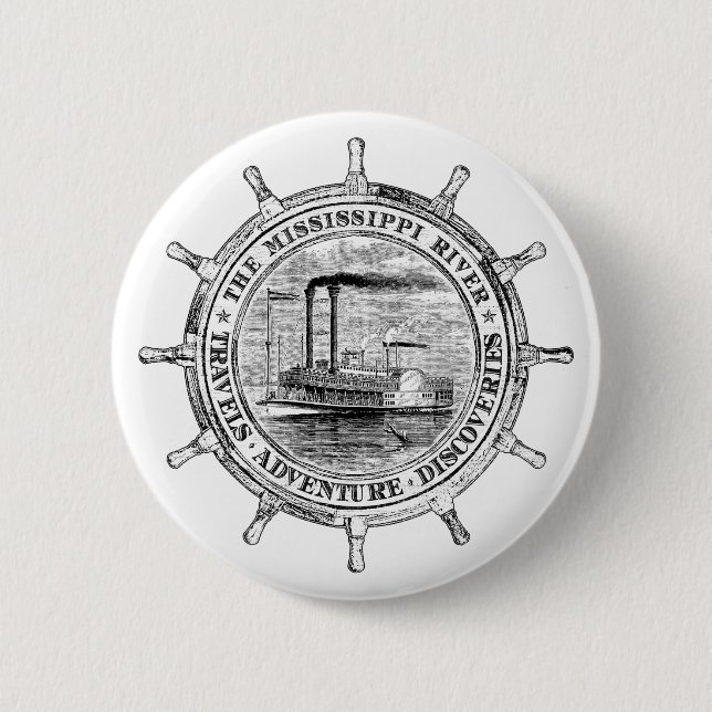 Mississippi River. Travels. Adventure. Discoveries 6 Cm Round Badge (Front)