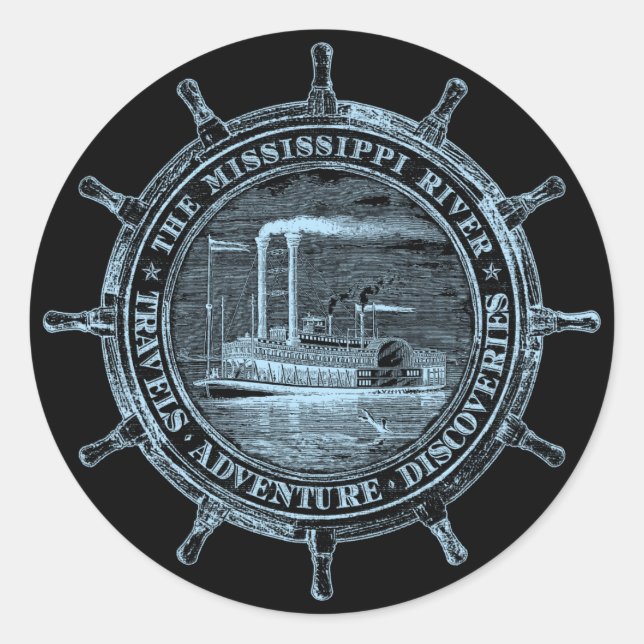 Mississippi River. Travels. Adventure. Discoveries Classic Round Sticker (Front)