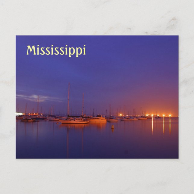 Mississippi sailboats in marina at dusk postcard (Front)