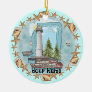 Mississippi Shells Lighthouse Ornament