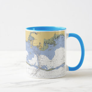 Mississippi Sound Biloxi Nautical Chart flags Mug