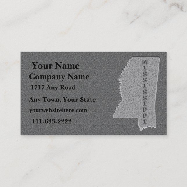 Mississippi State Business card  carved stone look (Front)