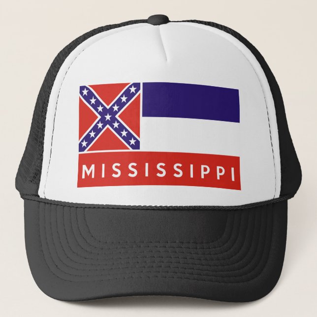 mississippi state flag america country text name trucker hat (Front)