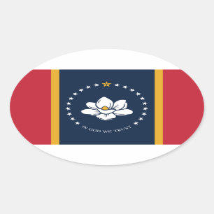 Mississippi State Flag Oval Sticker
