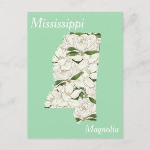Mississippi State Flower Collage Map Postcard