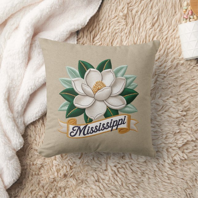 Mississippi State Flowers Emblem Cushion (Blanket)