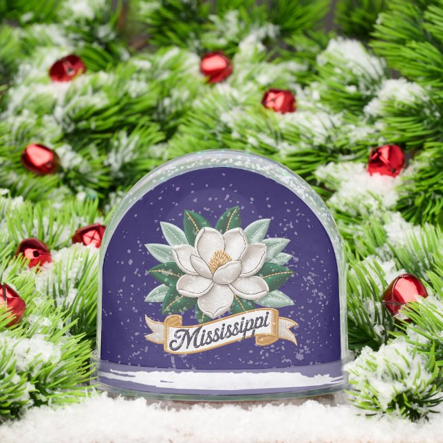 Mississippi State Flowers Emblem Snowglobe (Christmas)