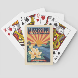 Mississippi State Illustration Travel Art Vintage Playing Cards