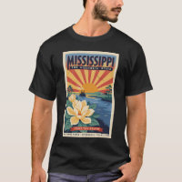 Mississippi State Illustration Travel Art Vintage