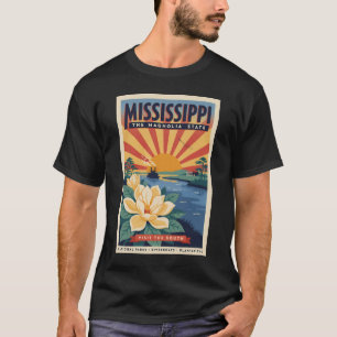 Mississippi State Illustration Travel Art Vintage T-Shirt