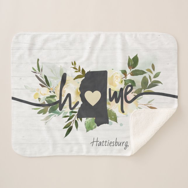 Mississippi State Personalised Home City Rustic Sherpa Blanket (Front (Horizontal))