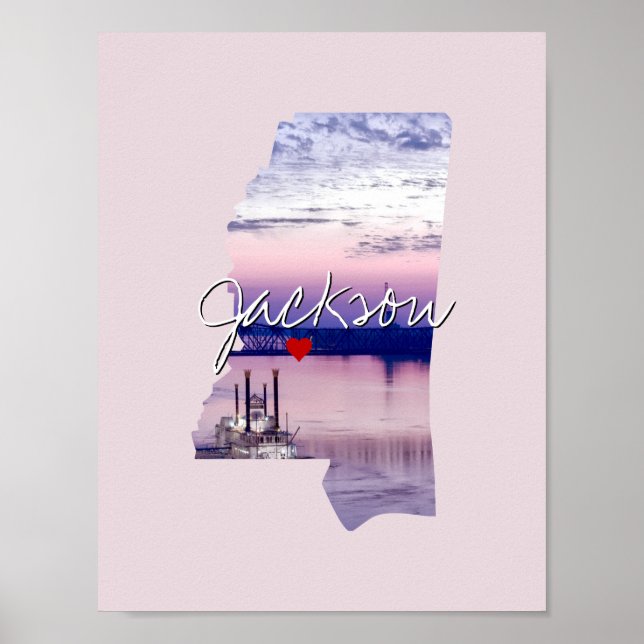 Mississippi State Photo insert and town name Poster (Front)