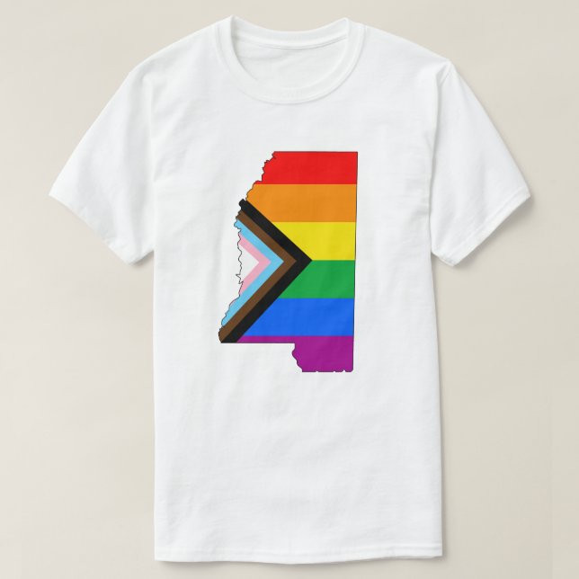 Mississippi State Pride LGBTQ Progress Pride T-Shirt (Design Front)